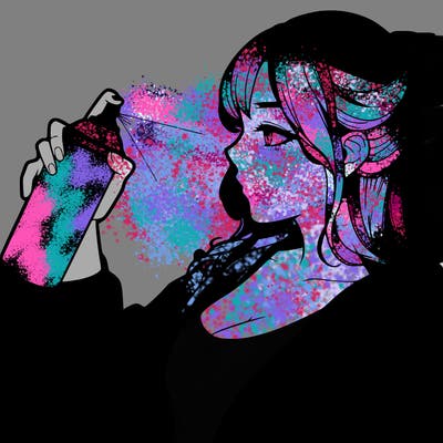 a realistic girl spray, painting