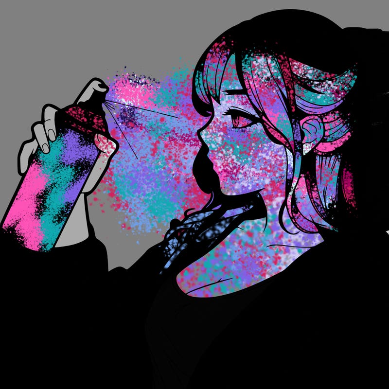 a realistic girl spray, painting