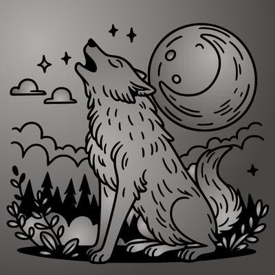 wolf howling at the moon