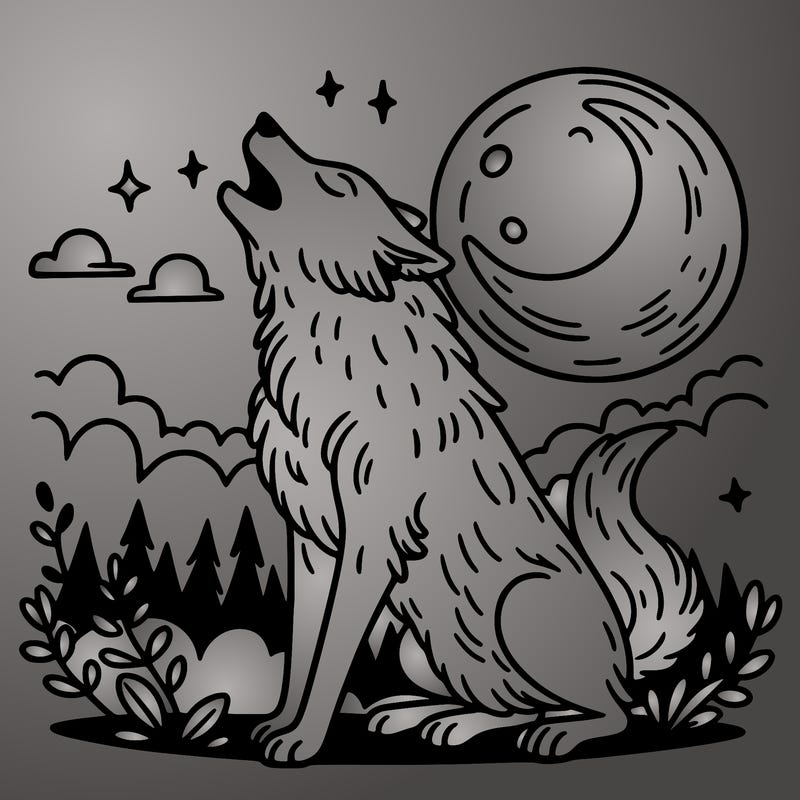 wolf howling at the moon