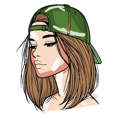 realistic  girl with a backwards hat