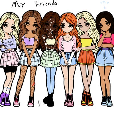 a group of girls realistic