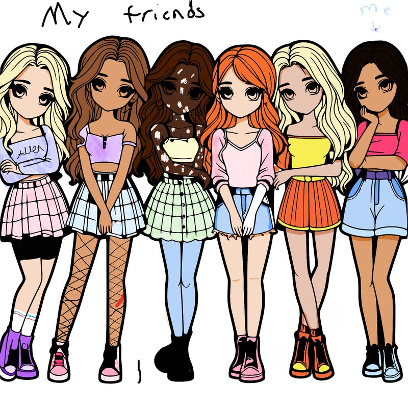 a group of girls realistic