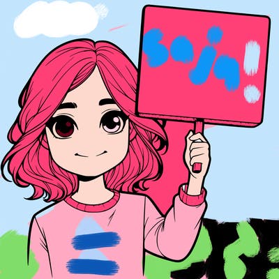 realistic girl holding up a sign