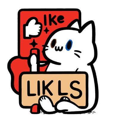 cat holding sign saying like pls