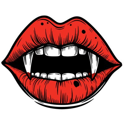 lips with vampire teeth