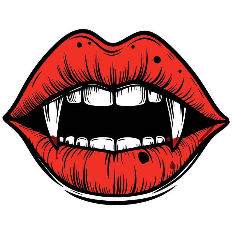 lips with vampire teeth
