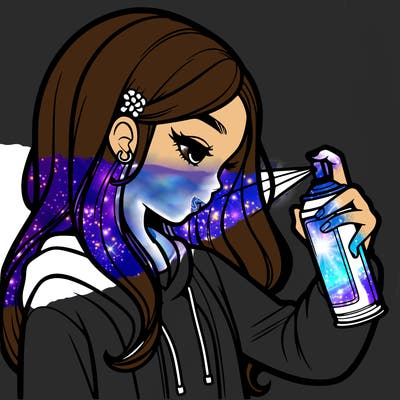 a realistic girl spray painting