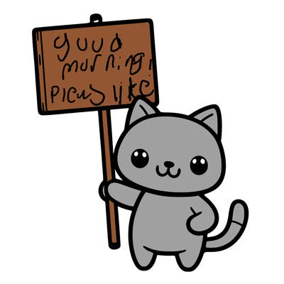 cat holding a sign