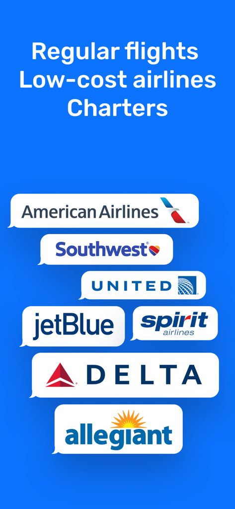 Cheap flights – WayAway - Logos of major US airlines including Delta Southwest and United for flight price comparison