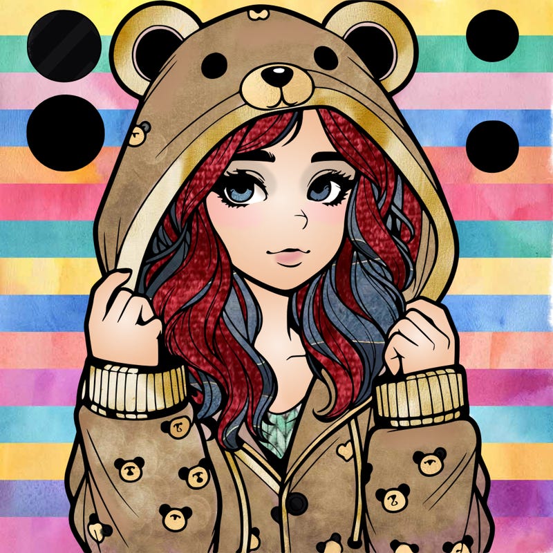 realistic girl in a animal pjs hoodie