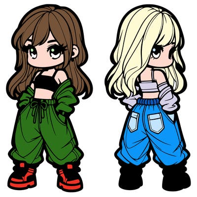 girl in crop top and baggy pants