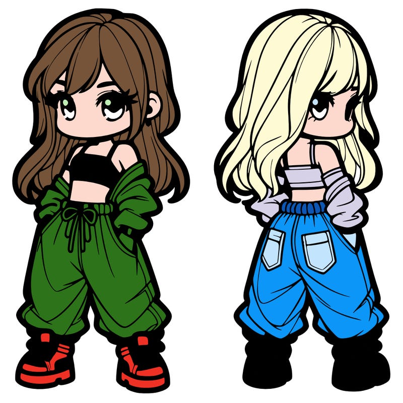 girl in crop top and baggy pants