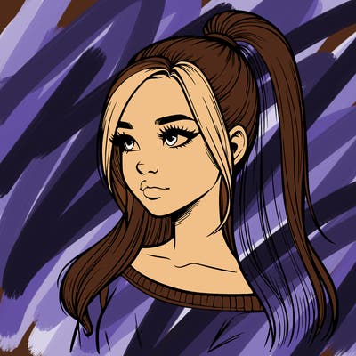 realistic girl with a high ponytail