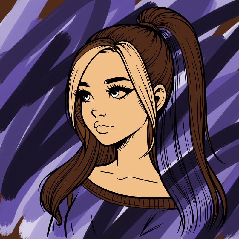 realistic girl with a high ponytail