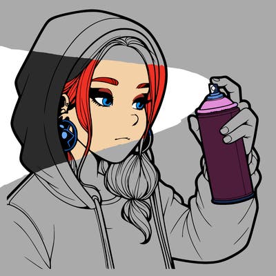 a realistic girl, spray painting