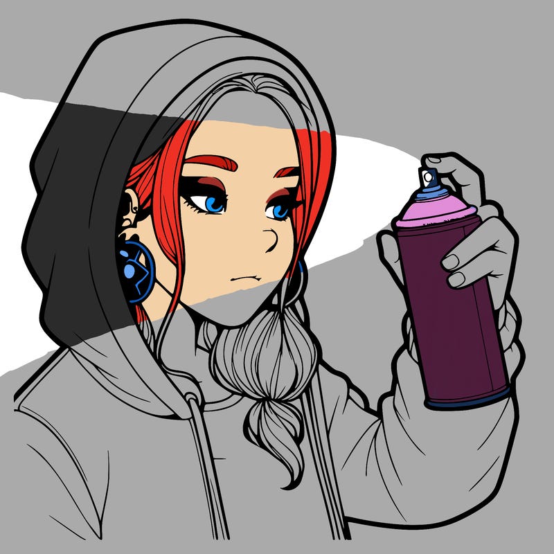 a realistic girl, spray painting