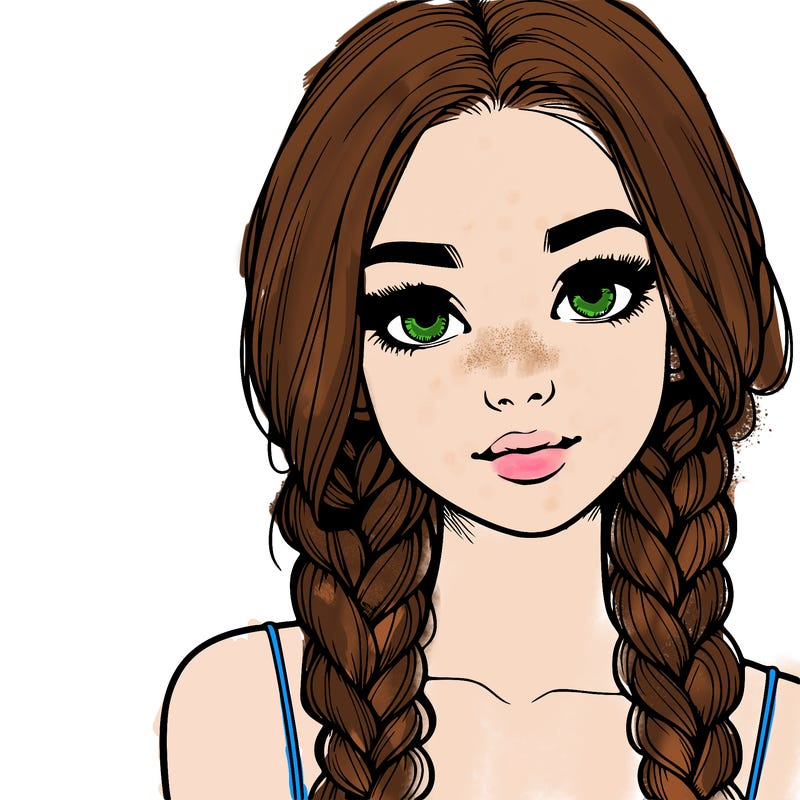 realistic girl with braids