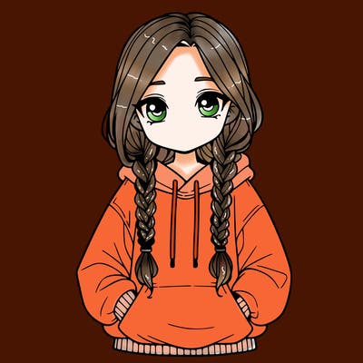 a realistic girl with a oversized hoodie and she has braids
