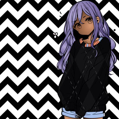 manga teen girl  in a sweater and baggy pants