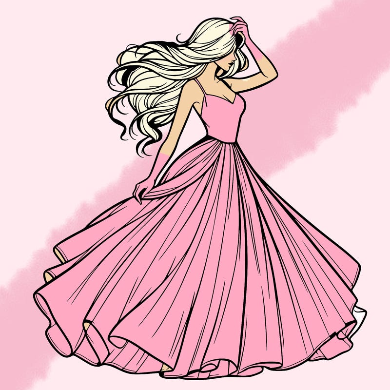 realistic woman with dress flowing in the wind