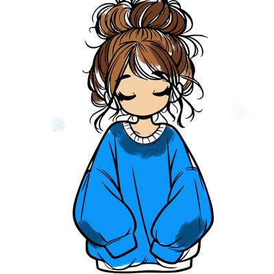 girl with baggy sweatshirt and messy bun