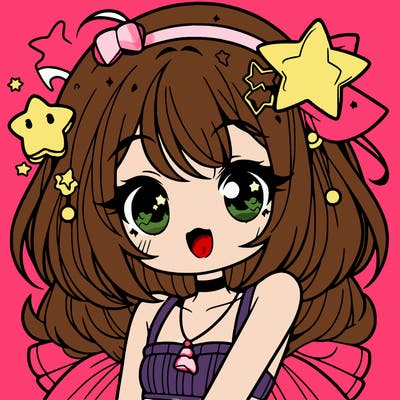 cute anime girl with star accessories