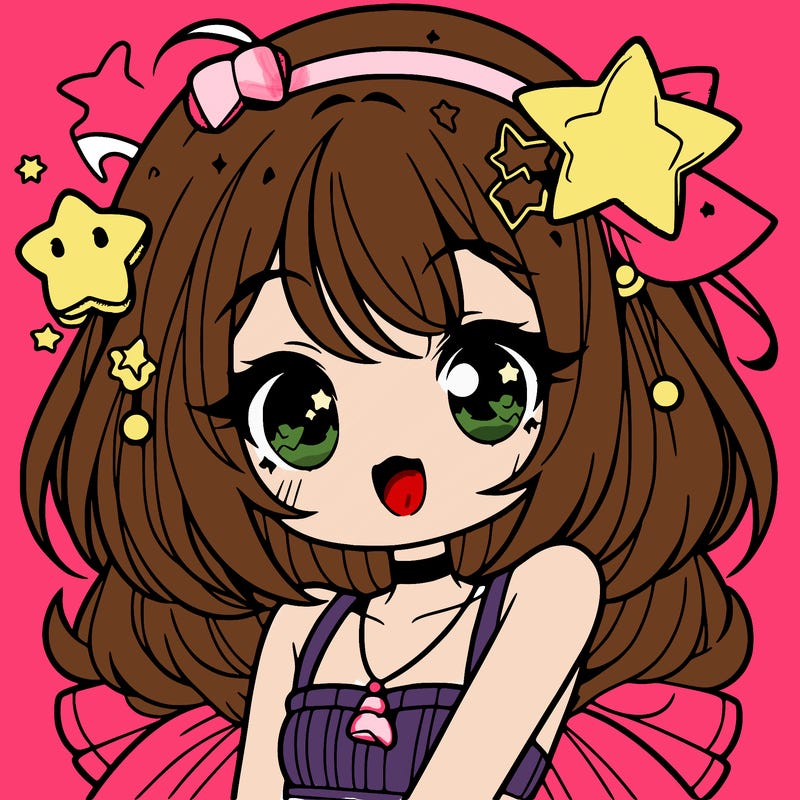 cute anime girl with star accessories