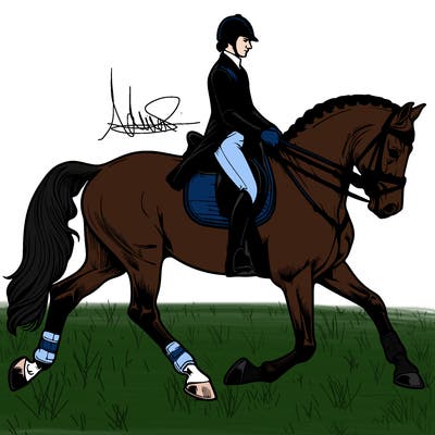 realistic dressage horse with rider