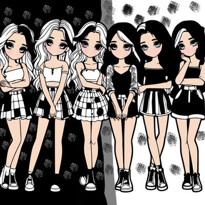 a group of girls realistic