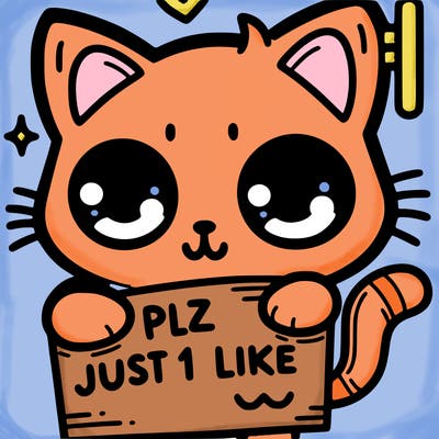 a cute cat holding a sign that says plz just 1 like