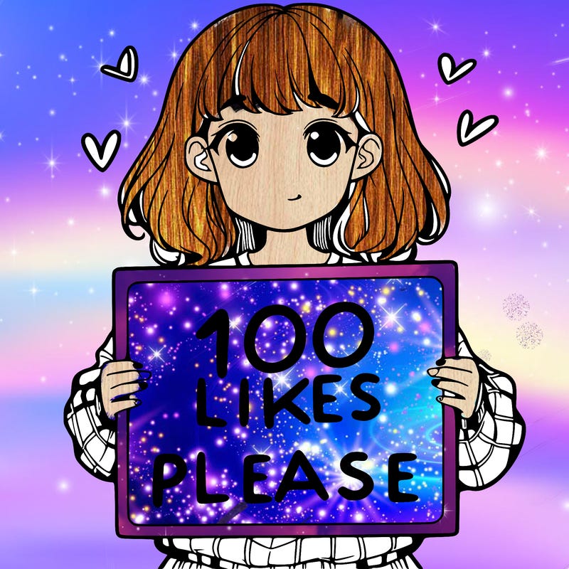 a girl holding a sign saying 100 likes please