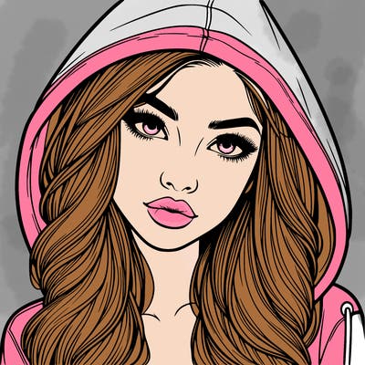realistic beautiful girl with a hood on