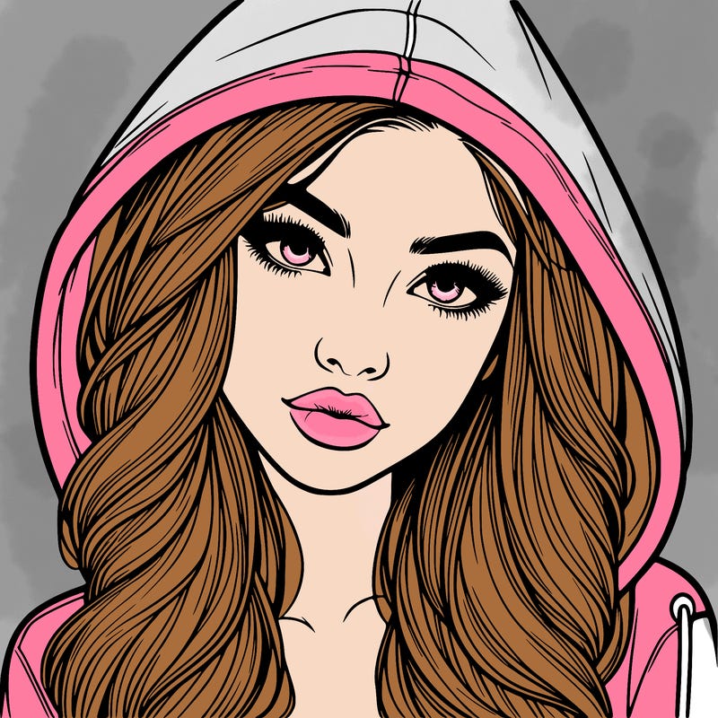realistic beautiful girl with a hood on