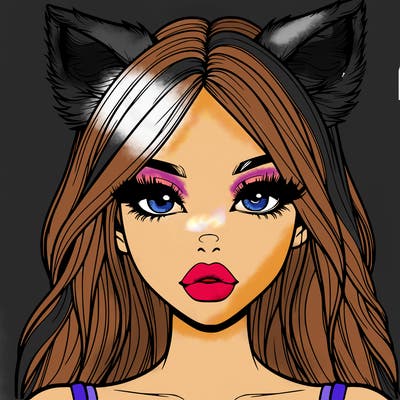 realistic girl with fox ears and realistic lips