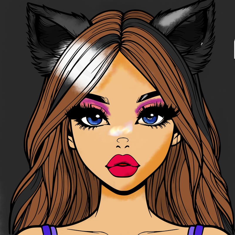 realistic girl with fox ears and realistic lips
