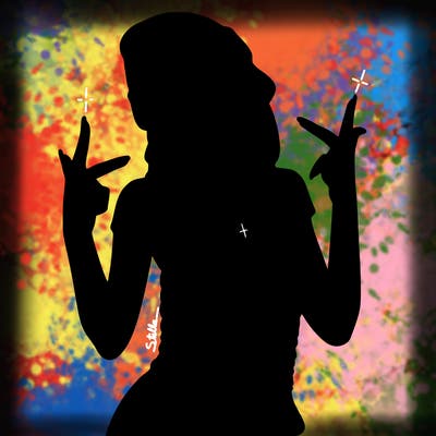 realistic teenage girl with braids and a beanie and crop top doing 🫶🏼