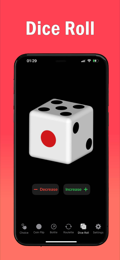 Chooser - Finger Picker - A 3D dice roll interface in the Chooser app for making group decisions