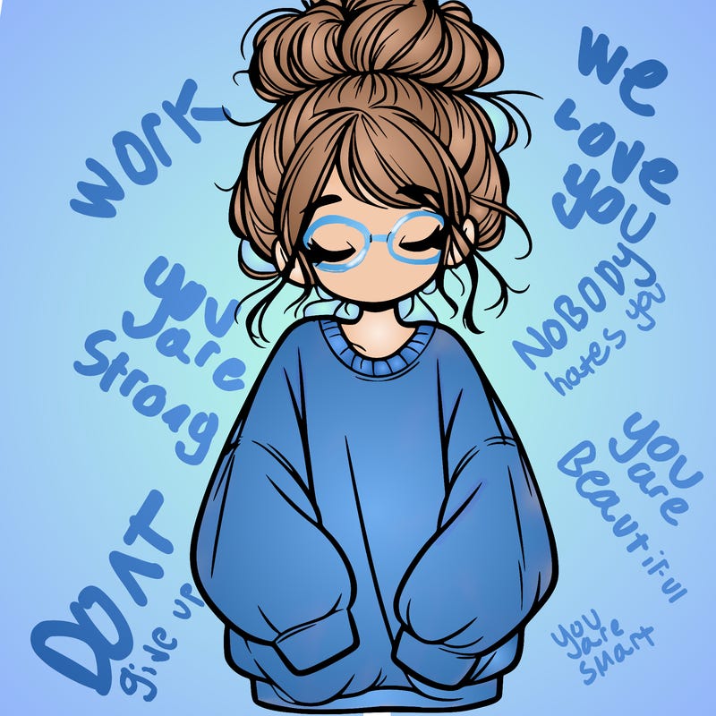 girl with baggy sweatshirt and messy bun