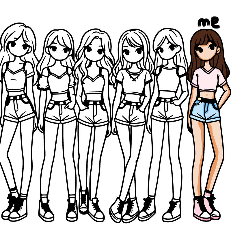 a group of girls wearing crop tops and shorts