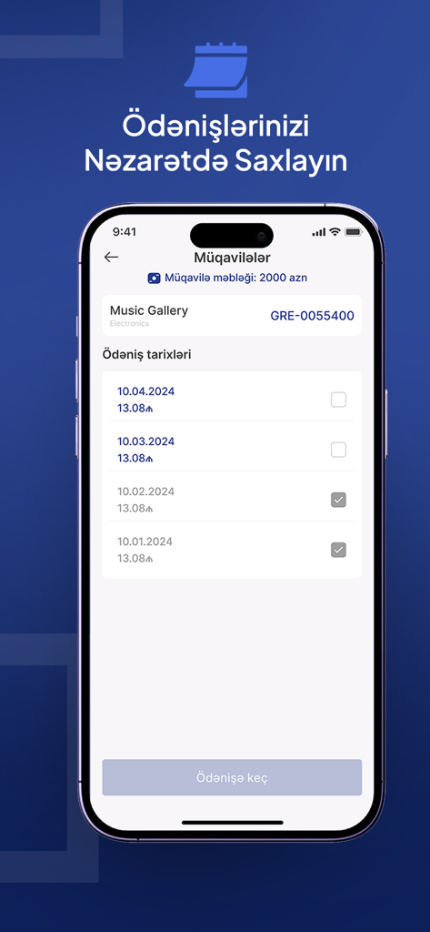 Ferrum Capital - Ferrum Capital mobile app screen displaying a list of contract payment dates and status