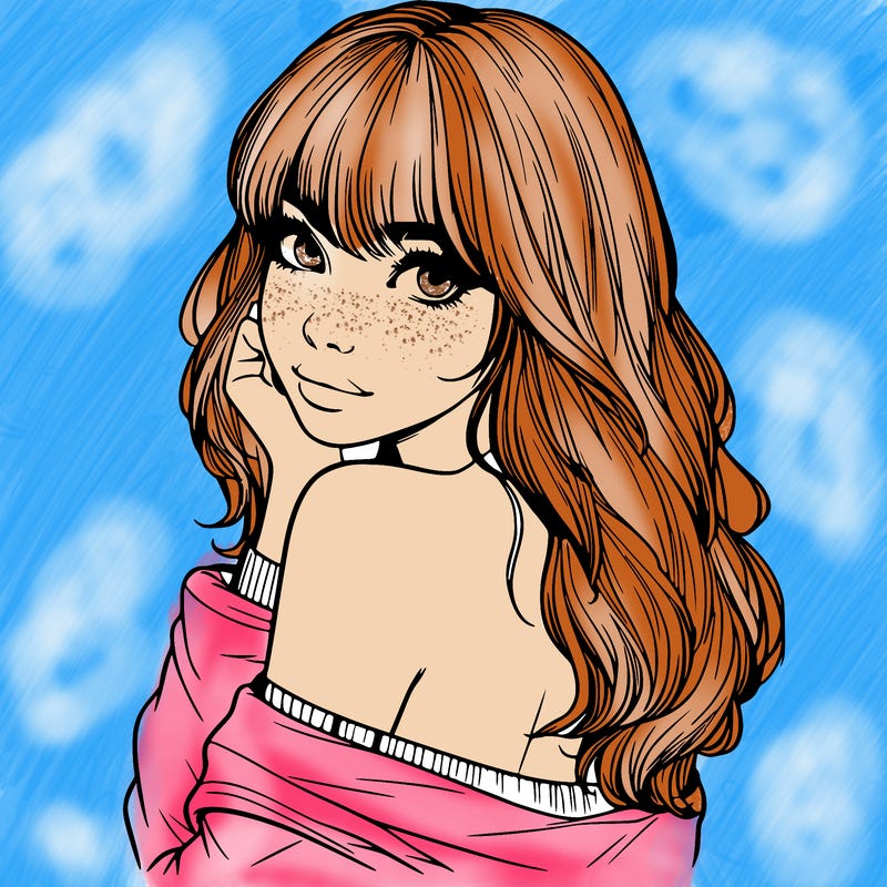 realistic girl with bangs looking over her shoulder