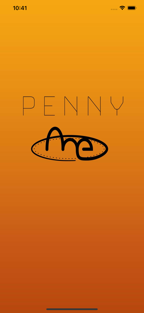 PennyLocator - PennyMe app splash screen with logo on orange background