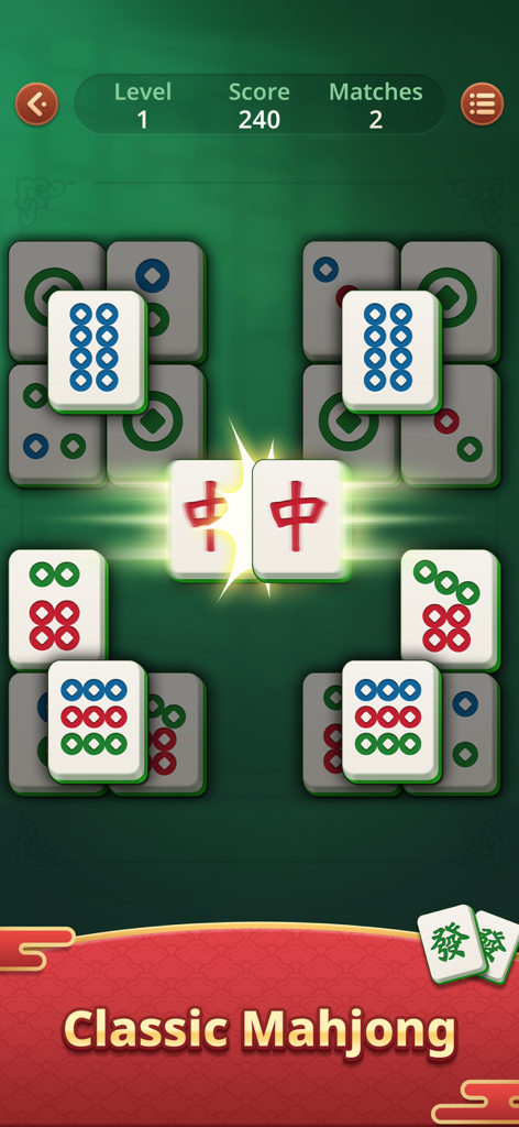 Matching tiles in Mahjong Epic classic solitaire game