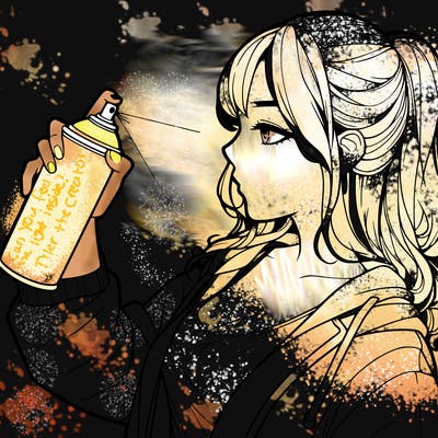 a realistic girl spray, painting