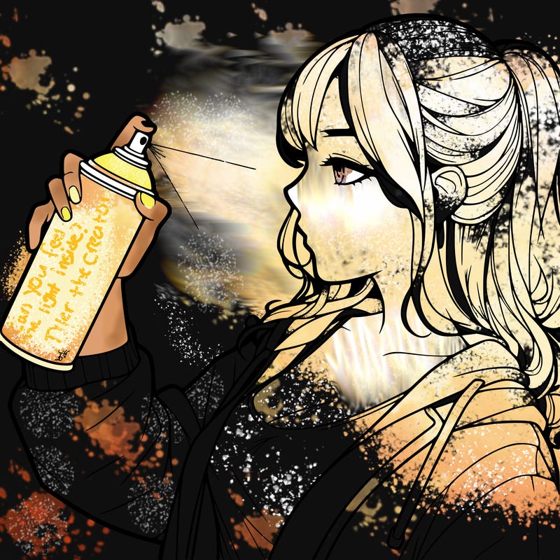 a realistic girl spray, painting