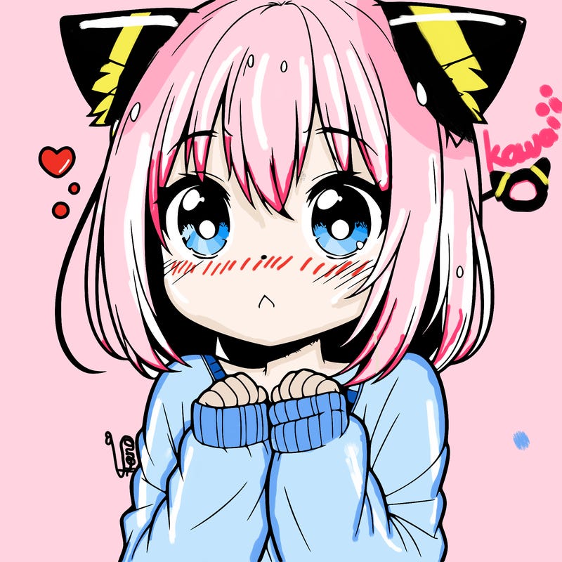 shy anime catgirl
