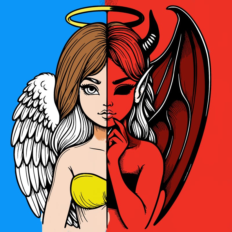 realistic angel half demon