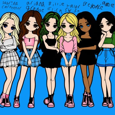 a group of girls realistic