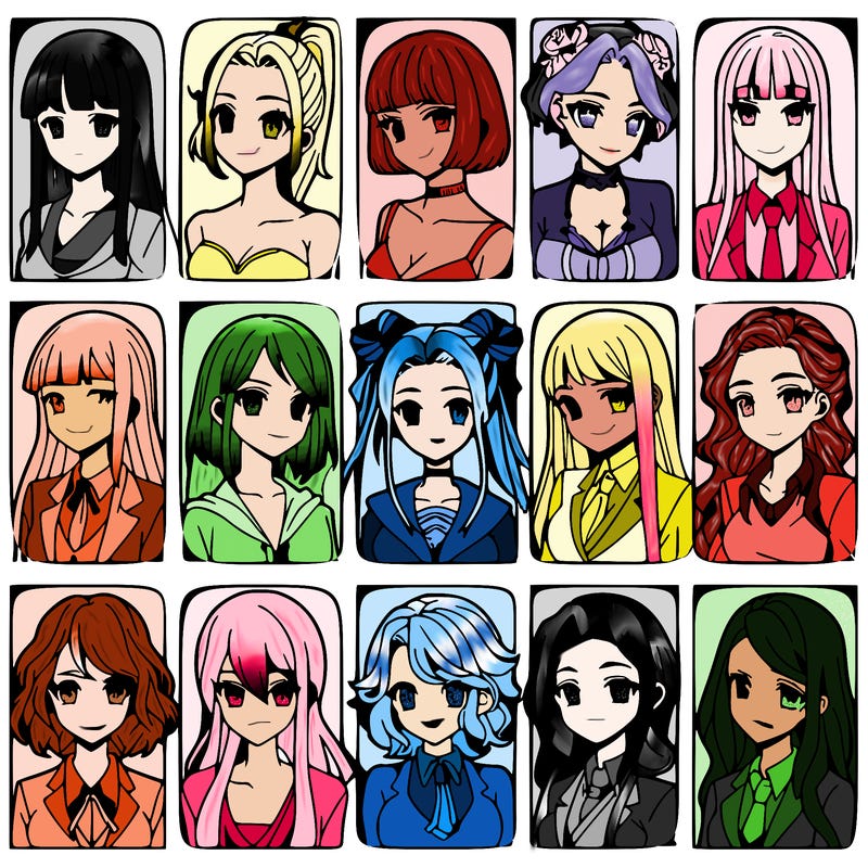 girls that look diffrent anime